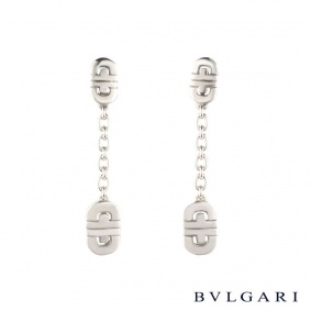 Bvlgari 18k White Gold Parentesi Drop Earrings